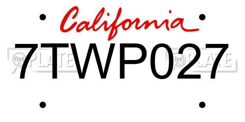 7TWP027 California License Plate
