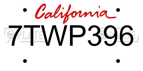 7TWP396 California License Plate