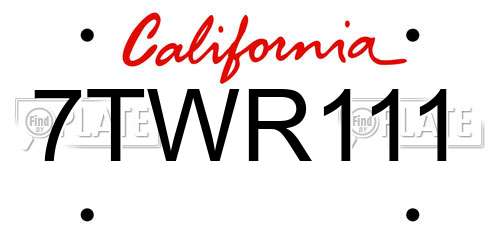 7TWR111 California License Plate
