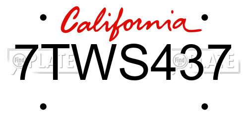 7TWS437 California License Plate