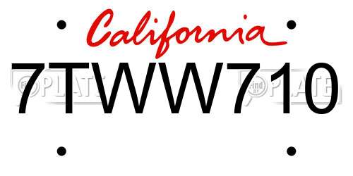 7TWW710 California License Plate