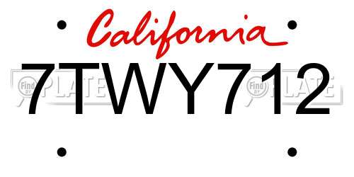 7TWY712 California License Plate