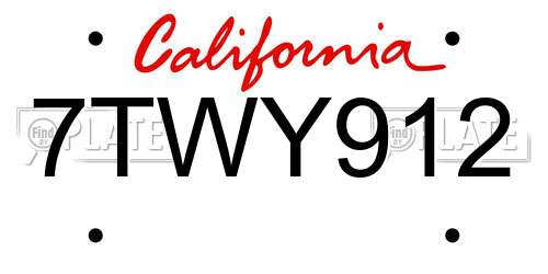 7TWY912 California License Plate