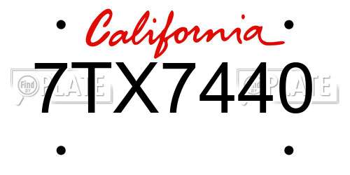 7TX7440 California License Plate