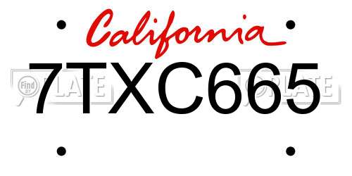 7TXC665 California License Plate
