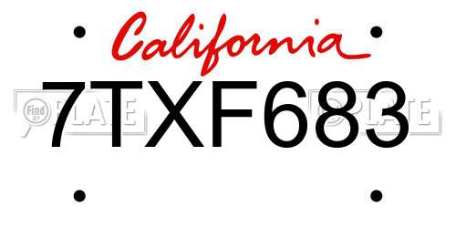 7TXF683 California License Plate