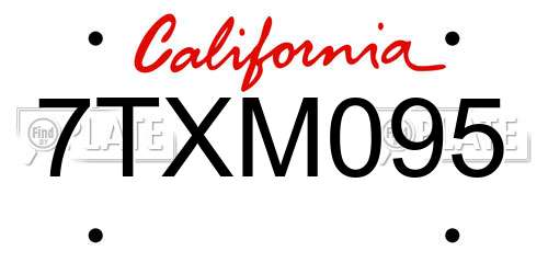 7TXM095 California License Plate