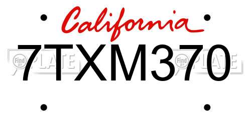 7TXM370 California License Plate