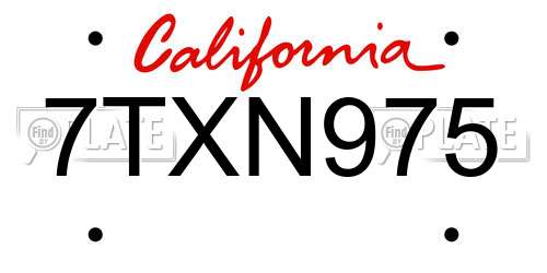 7TXN975 California License Plate