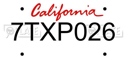 7TXP026 California License Plate