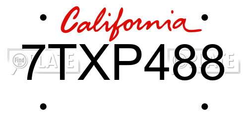 7TXP488 California License Plate