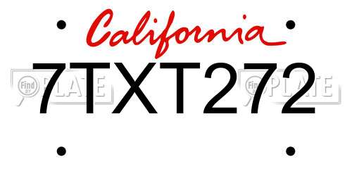 7TXT272 California License Plate