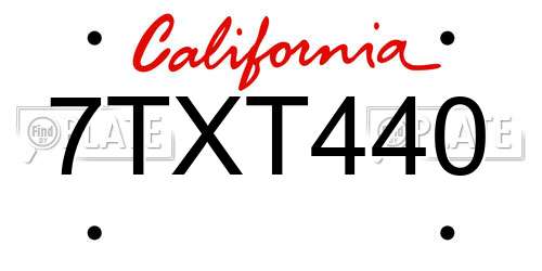 7TXT440 California License Plate