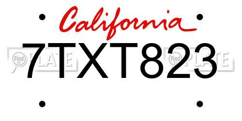 7TXT823 California License Plate