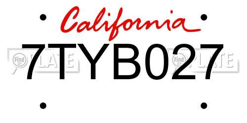 7TYB027 California License Plate