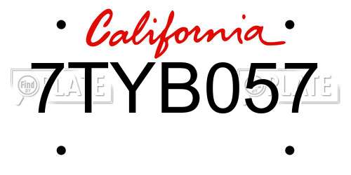 7TYB057 California License Plate
