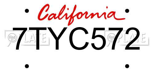 7TYC572 California License Plate