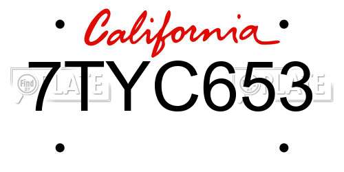7TYC653 California License Plate