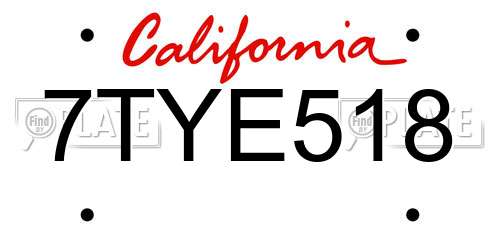 7TYE518 California License Plate