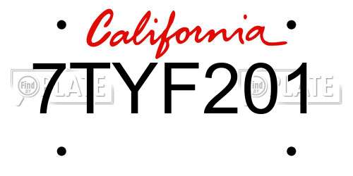 7TYF201 California License Plate