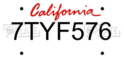 7TYF576 California License Plate