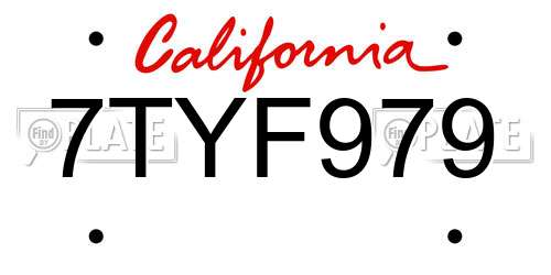 7TYF979 California License Plate