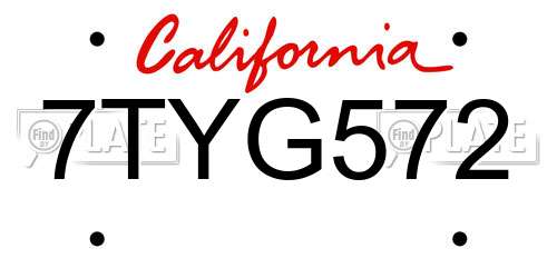 7TYG572 California License Plate
