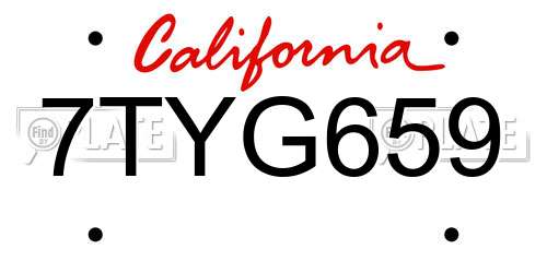 7TYG659 California License Plate