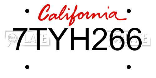 7TYH266 California License Plate