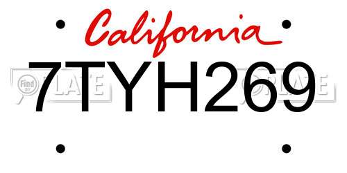 7TYH269 California License Plate