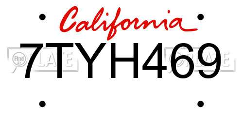 7TYH469 California License Plate