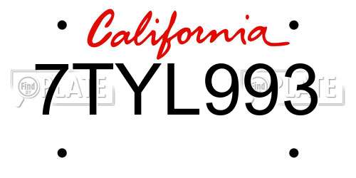 7TYL993 California License Plate