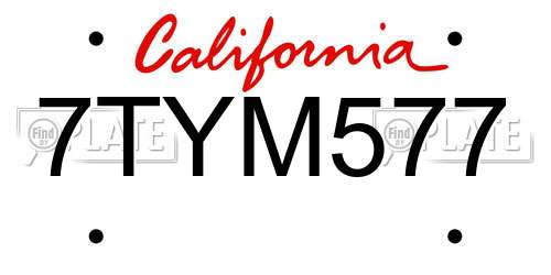 7TYM577 California License Plate