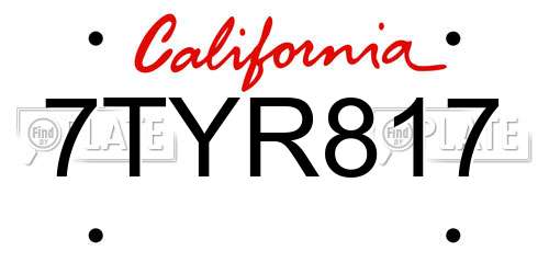 7TYR817 California License Plate
