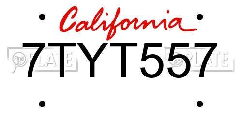 7TYT557 California License Plate