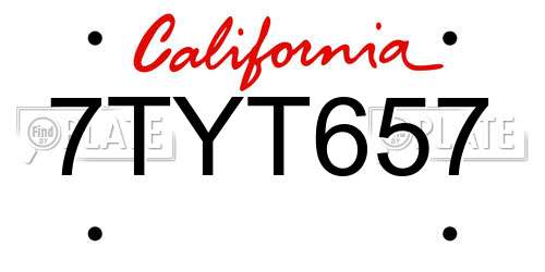 7TYT657 California License Plate