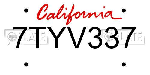 7TYV337 California License Plate