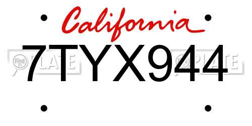 7TYX944 California License Plate