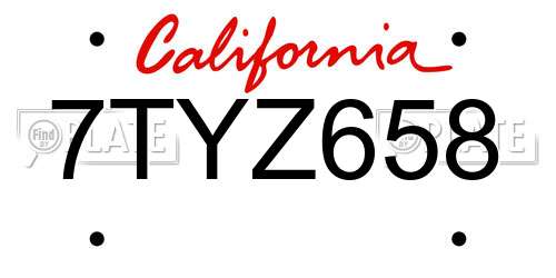 7TYZ658 California License Plate