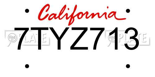 7TYZ713 California License Plate