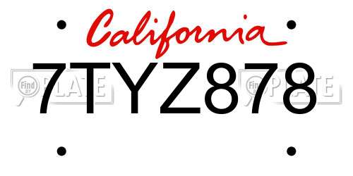 7TYZ878 California License Plate