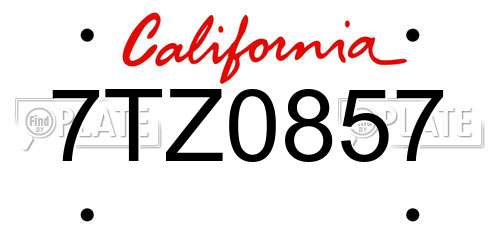 7TZ0857 California License Plate