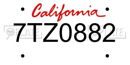 7TZ0882 California License Plate