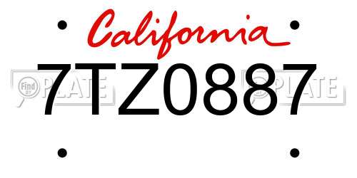 7TZ0887 California License Plate