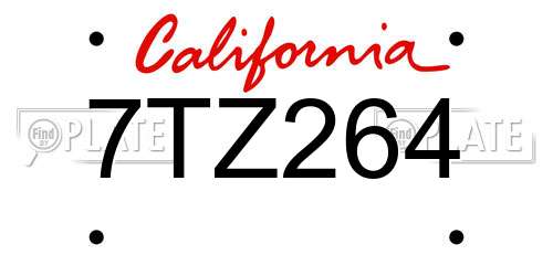 7TZ264 California License Plate