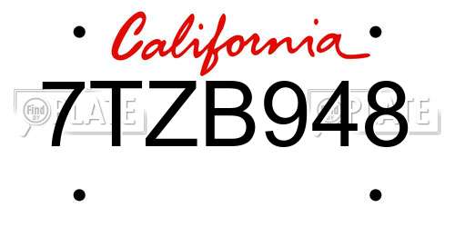 7TZB948 California License Plate
