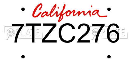 7TZC276 California License Plate