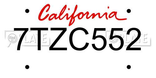 7TZC552 California License Plate