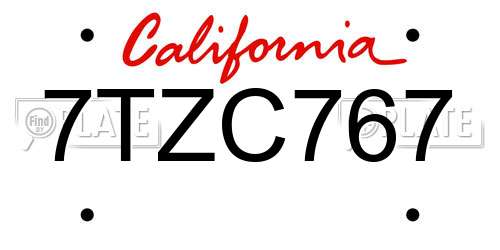 7TZC767 California License Plate