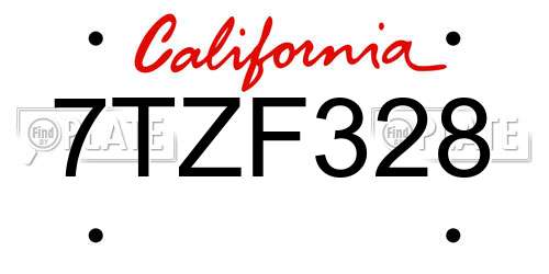 7TZF328 California License Plate